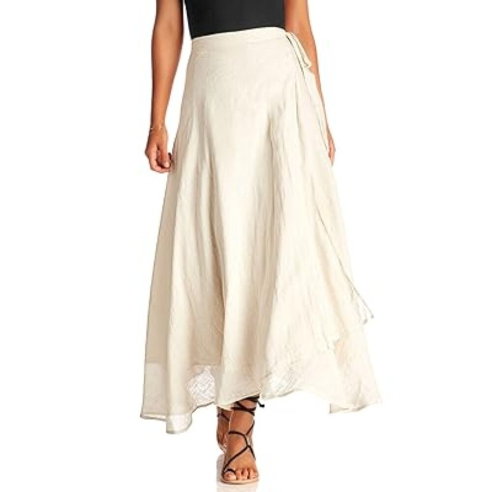 VITAMIN A Positano Linen Wrap Skirt